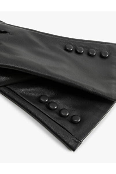 Koton Φόρεμα με κουμπιά από συνθετικό δέρμα γάντι