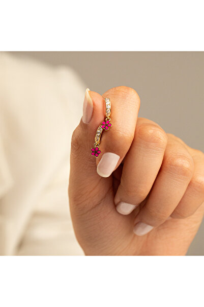 Çgk Çiğdem Gürel Kuyumculuk Çiçek Halka Çocuk Altın Küpe