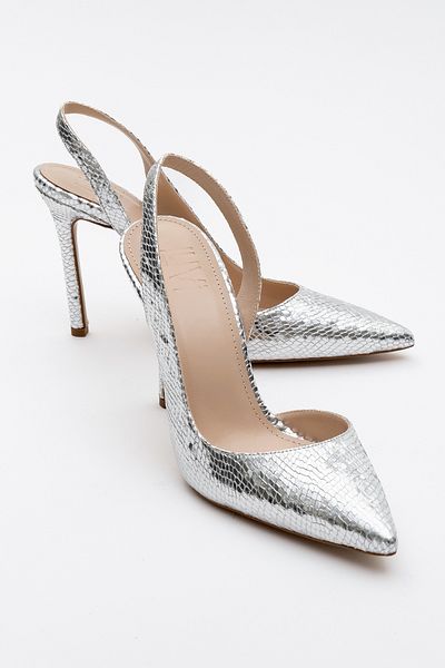 LuviShoes Pantofi cu toc pentru femei TWİNE cu model argintiu