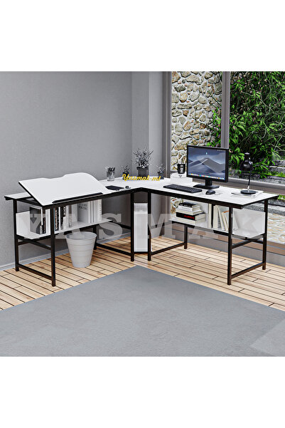 METMOBSAN L Tipi bilgisayar ve çalışma masası açılır ayarlanabilir (180x180 y...