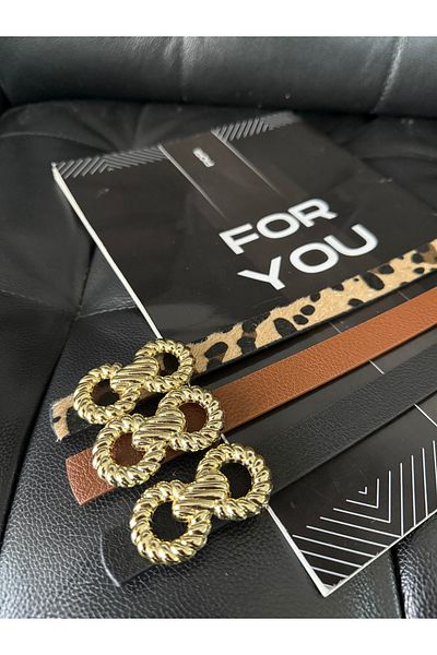 Fiori Cureaua leopard subtire cu catarama aurie, centura pentru haina, centura pentru camasa, centura pentru rochie