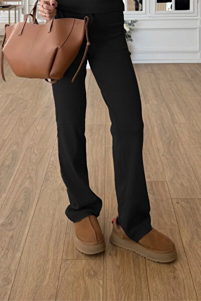 YAKAMEL Γυναικείο ελαστικό ριμπ παντελόνι με κορδόνια