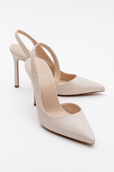 LuviShoes Twi̇ne Beige Patterned Women's Heeled Shoes