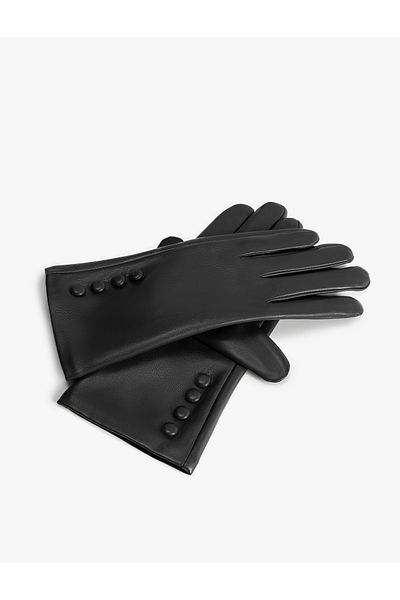 Koton Glove Faux Leather Button Nominee Dress