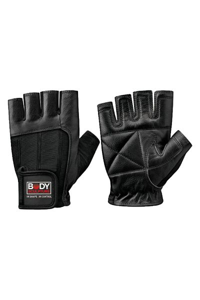 BODY SCULPTURE Leather Velcro Closure Padded Palm and Half Finger Cut Fitness Gloves X-Large