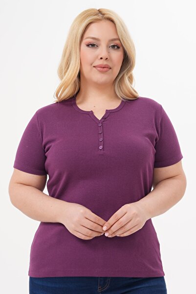 Siyezen Bluză de bază cu mânecă scurtă, din bumbac și lycra, cu nasturi, mări...