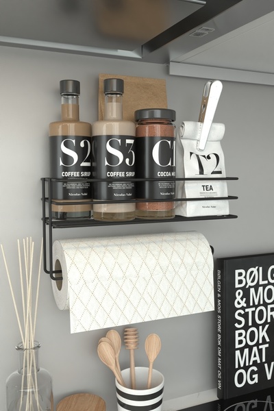 zabata Yapışkanlı Raflı Kağıt Rulo Havluluk Peçetelik Havlu Kağıltlık Siyah B...