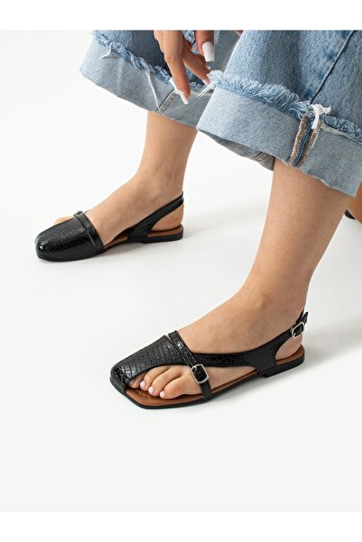 ALEMDAR AYAKKABI PERLA Crni Krokodil Žene Sandale