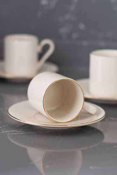 AEN PORSELEN Gold Gilded Coffee Cup Set