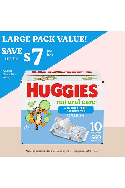 Huggies Natural Care Baby Wipes, Hypoallergenic, Scented, 10 Packs (560 Wipes), Packaging May Vary