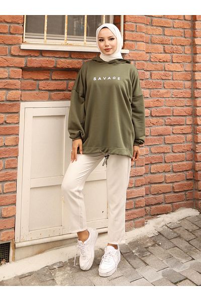 VAV HOODED OVERSIZE SWEAT - Χακί - Vav