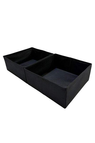 Balkan Room 2-Piece Black Drawer Organizer Set - Multi-Purpose In-Cabinet Box Set (28*28*13cm)