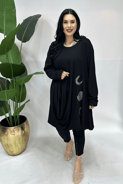 GÖKSEL Asymmetrical Tunic - Black