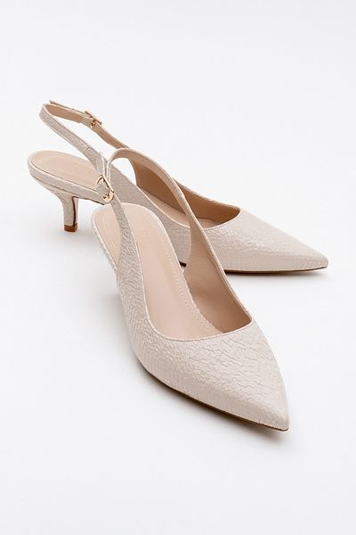 LuviShoes Value Beige Patterned Women's Heeled Shoes