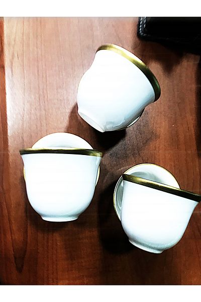 DECOSTYLE Porcelain Gold Glass Coffee and Mirra Cup (6 Li)