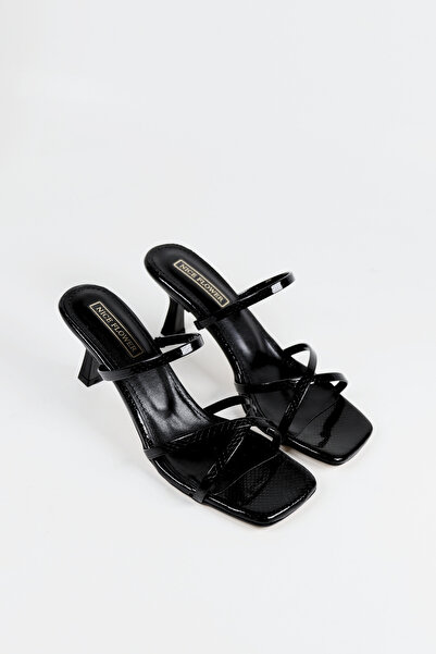 NiceDiffer شبشب نسائي بكعب تمساح معدني وشريط للكاحل