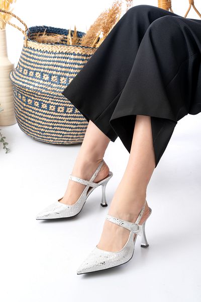 Egepass Parla Pointed Toe Single Band Stone Heel Evening Dress Elegant Design Stylish Night Shoes