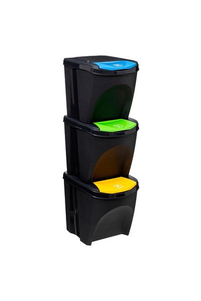 Five Simply Smart 3-Piece High Quality Polypropylene Sorting Dustbin Set 25 Liter