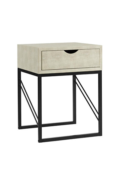 Walker Edison Furniture Llc طاولة جانبية عصرية أنيقة ذات درج واحد ومقبض مقطوع