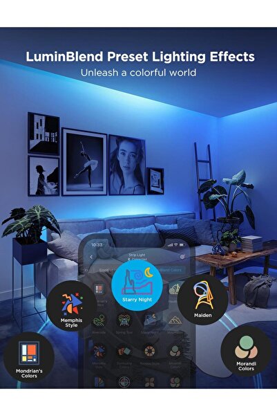 Govee Rgbwwıc Matter Destekli Kesilebilir Led Şerit 2 Pro 5 Metre, Uygulama Üzerinden Kontrol