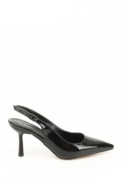 GÖNDERİ(R) Kadın Siyah Rugan Sivri Burun Kadeh Ökçe Arkası Açık Ayakkabı