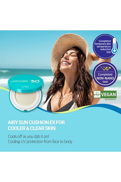 SCINIC Enjoy Airy Sun Cushion EX SPF50+ PA++++ | Cooling UV & Tone-up | Korean Skincare