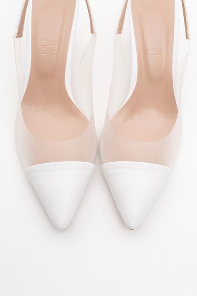 LuviShoes Pantofi cu toc pentru femei MOORE, alb, transparent, cu vârf ascuțit
