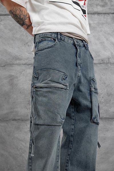 NOMARC Σκούρο Navy Blue Cth Vintage φαρδύ τζιν με λεπτομέρεια τσέπης και ποδιού