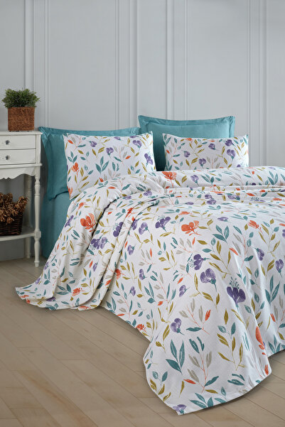 Enlora Home Doğal Pike Baskılı Tek Kişilik Floral Lila