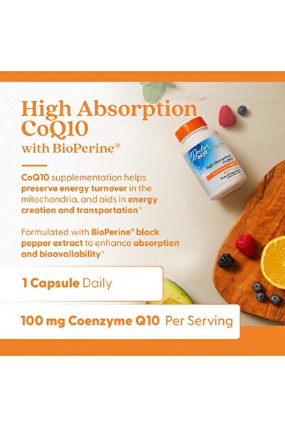 Doctor's Best High Absorption CoQ10 with BioPerine, Vegan, Gluten-Free, 100 mg, 60 Caps