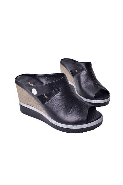Mammamia Women's Leather Wedge Heel Slippers D25Yt-1455