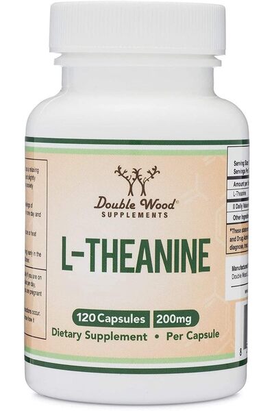 Double Wood Supplements إل-ثيانين 200 مجم، 120 كبسولة - خالٍ من الصويا/الجلوت...