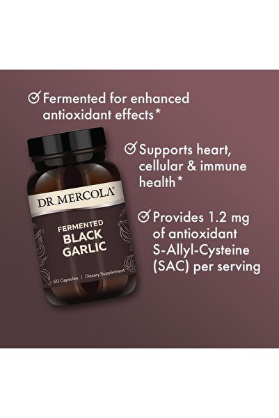 Dr Mercola Fermented Black Garlic, 60 Capsules, Supports Immune & Blood Pressure, Non-GMO