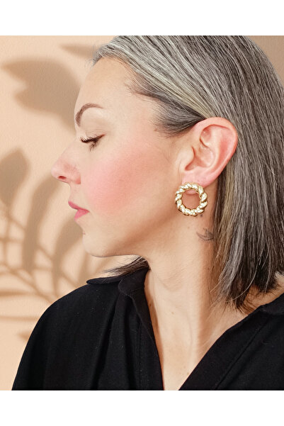 XUPING JEWELRY Kadın Vıp Xupıng 14k Kaplama Halka Burgu Çelik Küpe