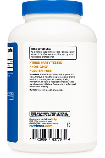 Nutricost N-Acetyl L-Cysteine (NAC) 600mg, 240 Vegetarian Capsules - Vegan, Non-GMO, Gluten Free