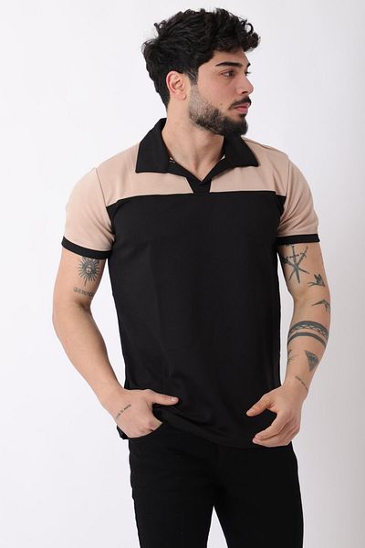 Stilkombin تي شيرت بياقة أبوش مجزأة JS C-007_30415