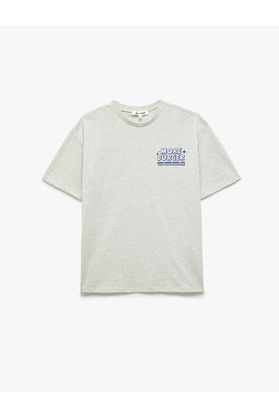 Koton Short Sleeve Cotton Crew Neck Relaxed Fit Back Printed T-Shirt