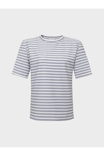 RİVUS Tricou cu gât crew cu dungi albastre