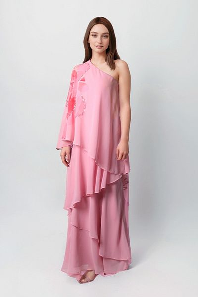femi9 Radiant Layers One-Shoulder Gown