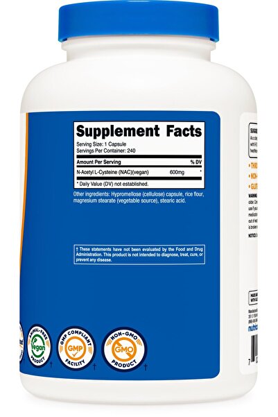 Nutricost N-Acetyl L-Cysteine (NAC) 600mg, 240 Vegetarian Capsules - Vegan, Non-GMO, Gluten Free