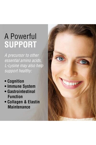 Solaray L-Lysine 500mg | Supports Cognitive, Immune, GI, Bones, Joints & Skin | 60 VegCaps