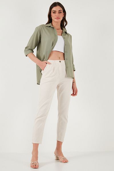 Lela Cotton Slim Fit Regular Waist Straight Leg Pants Pants 668Y5121