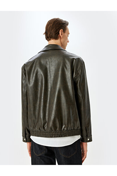 Koton Μπουφάν από συνθετικό δέρμα με φερμουάρ με λεπτομέρεια τσέπης από βισκόζη