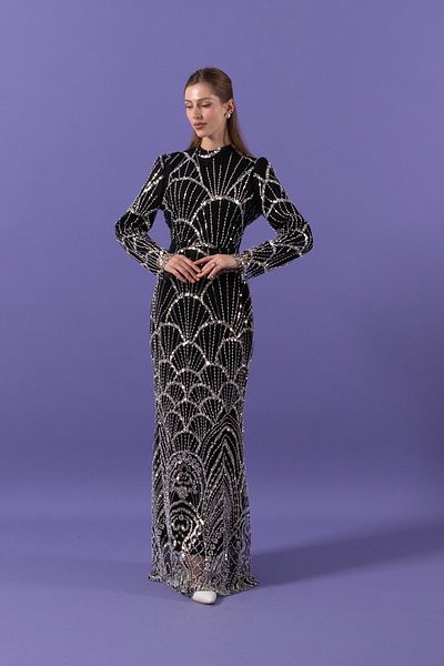 Stilife فستان سهرة بتصميم هازال - أسود