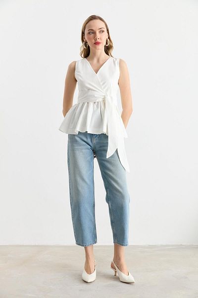 Qutu Butik 4046 Tie Tie Sleeveless Bluz