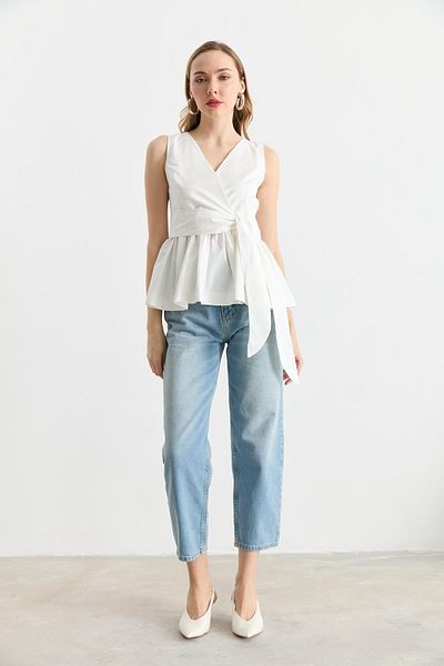 Qutu Butik 4046 Tie Tie Sleeveless Bluz