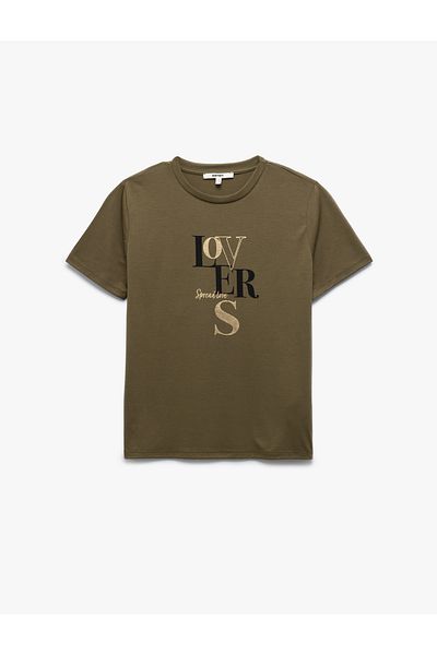 Koton Crew Neck Short Sleeve Printed Women's T-Shirt