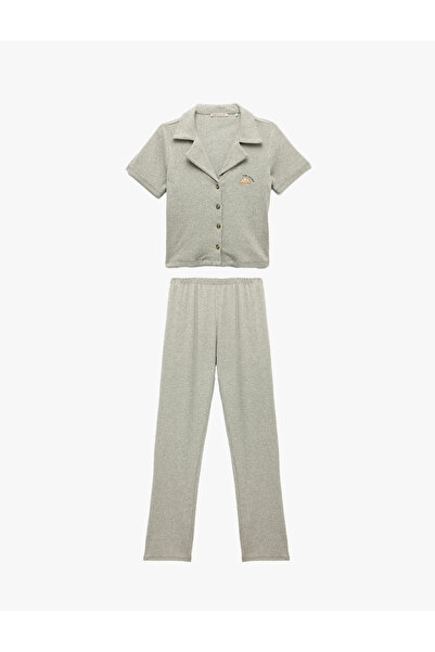 Koton Short Sleeve Shirt Collar Cotton Pajama Set