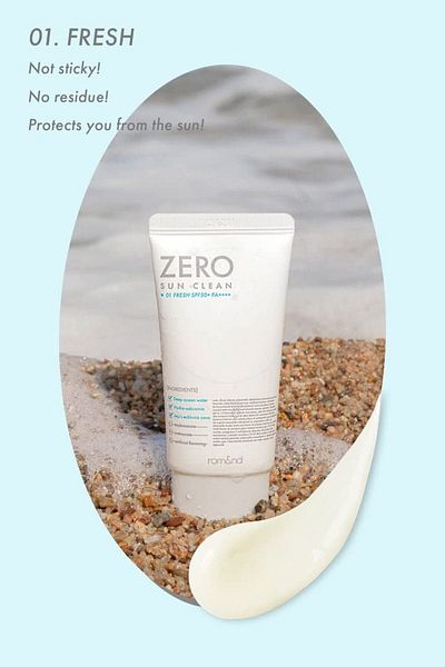 Romanson ZERO SUN CLEAN 01.FRESH SPF50+ PA++++ Daily Sunscreen, Non-Greasy, No White Cast, UV Protection