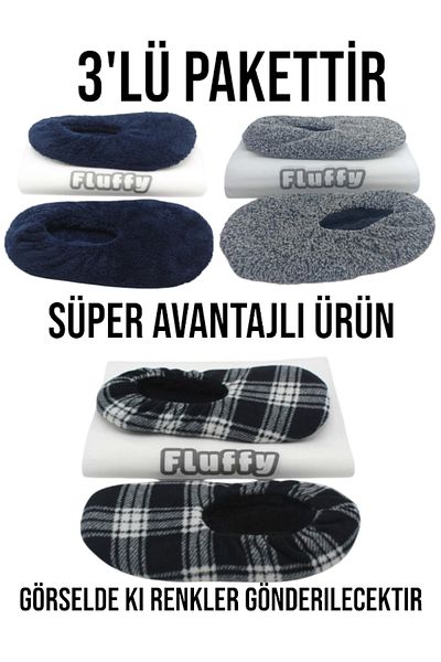 fluffy Men's Booties - Welsoft Fabric - Slippers - Home Shoes - Non-Slip - Soundproof - Sponge Sole